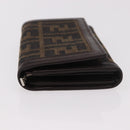 FENDI Zucca Canvas Long Wallet Black Brown Auth 188660A-5
