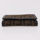 FENDI Zucca Canvas Long Wallet Black Brown Auth 188660A-7