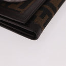 FENDI Zucca Canvas Long Wallet Black Brown Auth 188660A-8