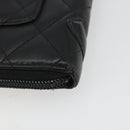 CHANEL Matelasse Cambon Line Long Wallet Leather Black Silver CC Auth 188663-10