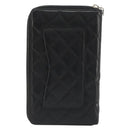 CHANEL Matelasse Cambon Line Long Wallet Leather Black Silver CC Auth 188663-3