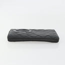 CHANEL Matelasse Cambon Line Long Wallet Leather Black Silver CC Auth 188663-4