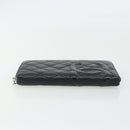 CHANEL Matelasse Cambon Line Long Wallet Leather Black Silver CC Auth 188663-5