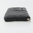 CHANEL Matelasse Cambon Line Long Wallet Leather Black Silver CC Auth 188663-6