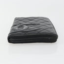 CHANEL Matelasse Cambon Line Long Wallet Leather Black Silver CC Auth 188663-7