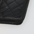 CHANEL Matelasse Cambon Line Long Wallet Leather Black Silver CC Auth 188663-8