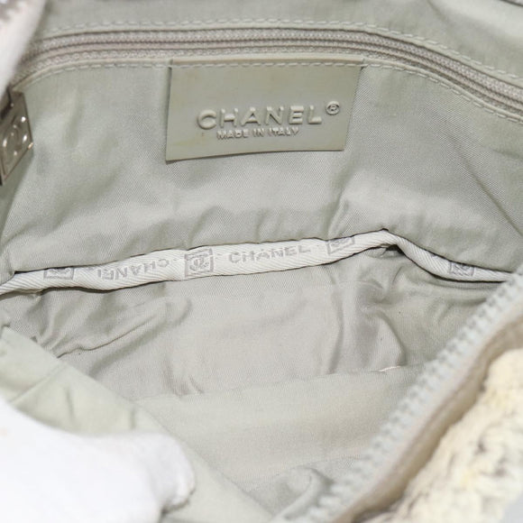 CHANEL Sports Line Chain Shoulder Bag Fur Gray Silver CC Auth 188719