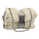 CHANEL Sports Line Chain Shoulder Bag Fur Gray Silver CC Auth 188719-1