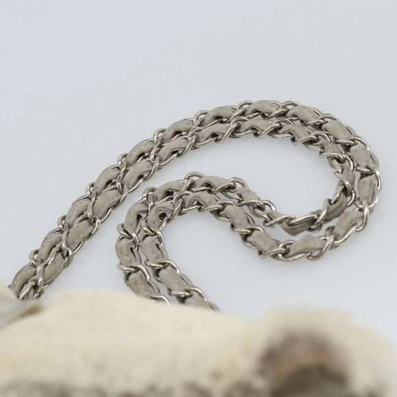 CHANEL Sports Line Chain Shoulder Bag Fur Gray Silver CC Auth 188719