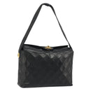 CHANEL Matelasse Chain Shoulder Bag Leather Black Gold CC Auth 188720-1