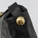 CHANEL Matelasse Chain Shoulder Bag Leather Black Gold CC Auth 188720-14