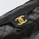 CHANEL Matelasse Chain Shoulder Bag Leather Black Gold CC Auth 188720-15