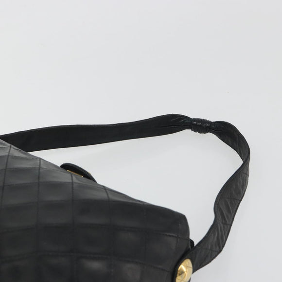 CHANEL Matelasse Chain Shoulder Bag Leather Black Gold CC Auth 188720