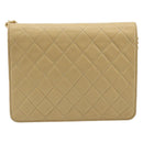 CHANEL Matelasse Chain Shoulder Bag Lamb Skin Beige Gold CC Auth 188721-2