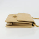 CHANEL Matelasse Chain Shoulder Bag Lamb Skin Beige Gold CC Auth 188721-3