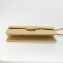 CHANEL Matelasse Chain Shoulder Bag Lamb Skin Beige Gold CC Auth 188721-5