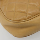 CHANEL Matelasse Chain Shoulder Bag Leather Beige Gold CC Auth 188722-16