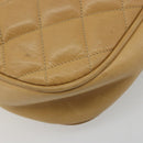 CHANEL Matelasse Chain Shoulder Bag Leather Beige Gold CC Auth 188722-17