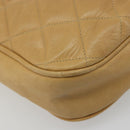 CHANEL Matelasse Chain Shoulder Bag Leather Beige Gold CC Auth 188722-18