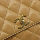 CHANEL Matelasse Chain Shoulder Bag Leather Beige Gold CC Auth 188722-19