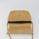 CHANEL Matelasse Chain Shoulder Bag Leather Beige Gold CC Auth 188722-20