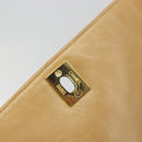 CHANEL Matelasse Chain Shoulder Bag Leather Beige Gold CC Auth 188722-9