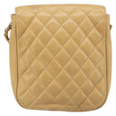 CHANEL Matelasse Chain Shoulder Bag Leather Beige Gold CC Auth 188722-2
