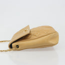 CHANEL Matelasse Chain Shoulder Bag Leather Beige Gold CC Auth 188722-4