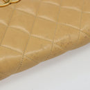 CHANEL Matelasse Chain Shoulder Bag Leather Beige Gold CC Auth 188722-7