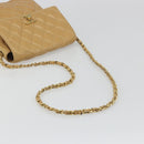 CHANEL Matelasse Chain Shoulder Bag Leather Beige Gold CC Auth 188722-8