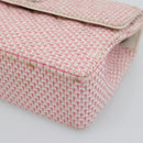 CHANEL Matelasse Chain Shoulder Bag Canvas Pink Silver CC Auth 188723V-8