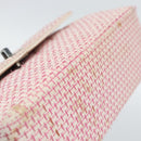 CHANEL Matelasse Chain Shoulder Bag Canvas Pink Silver CC Auth 188723V-9