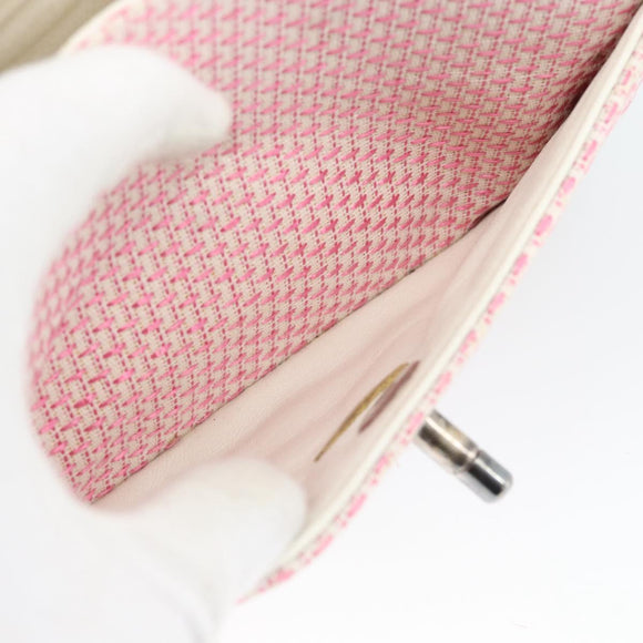 CHANEL Matelasse Chain Shoulder Bag Canvas Pink Silver CC Auth 188723V