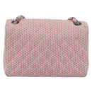 CHANEL Matelasse Chain Shoulder Bag Canvas Pink Silver CC Auth 188723V-2