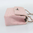 CHANEL Matelasse Chain Shoulder Bag Canvas Pink Silver CC Auth 188723V-4