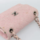 CHANEL Matelasse Chain Shoulder Bag Canvas Pink Silver CC Auth 188723V-6