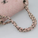 CHANEL Matelasse Chain Shoulder Bag Canvas Pink Silver CC Auth 188723V-7