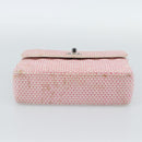 CHANEL Matelasse Chain Shoulder Bag Canvas Pink Silver CC Auth 188723V-5