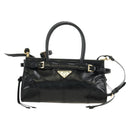 PRADA Bonnie Mini Hand Bag Leather 2way Black Gold Auth 188724SM-13