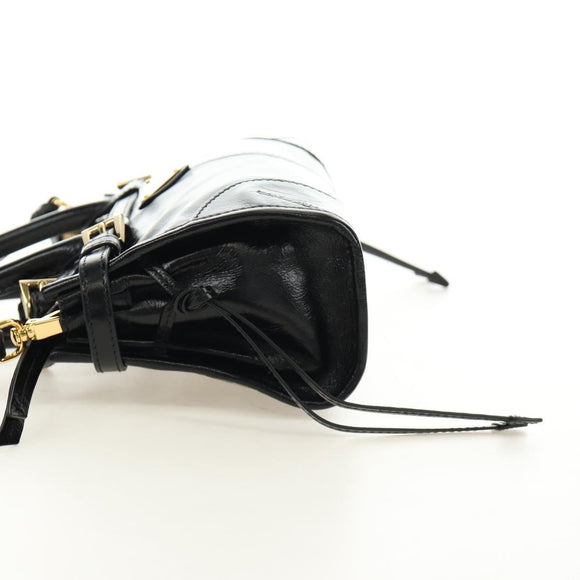 PRADA Bonnie Mini Hand Bag Leather 2way Black Gold Auth 188724SM