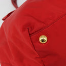 PRADA Ribbon Hand Bag Nylon Red Gold Auth 188725A-14