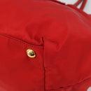PRADA Ribbon Hand Bag Nylon Red Gold Auth 188725A-15