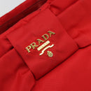 PRADA Ribbon Hand Bag Nylon Red Gold Auth 188725A-17