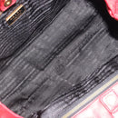 PRADA Ribbon Hand Bag Nylon Red Gold Auth 188725A-11