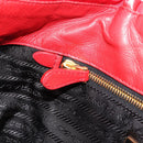 PRADA Ribbon Hand Bag Nylon Red Gold Auth 188725A-21