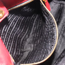 PRADA Ribbon Hand Bag Nylon Red Gold Auth 188725A-22