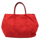 PRADA Ribbon Hand Bag Nylon Red Gold Auth 188725A-2
