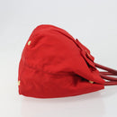 PRADA Ribbon Hand Bag Nylon Red Gold Auth 188725A-3