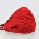 PRADA Ribbon Hand Bag Nylon Red Gold Auth 188725A-4