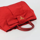 PRADA Ribbon Hand Bag Nylon Red Gold Auth 188725A-6